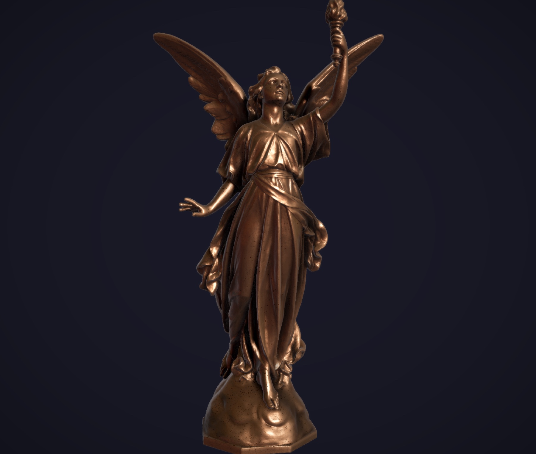 Bronze angel form rendered with the VFE experiment